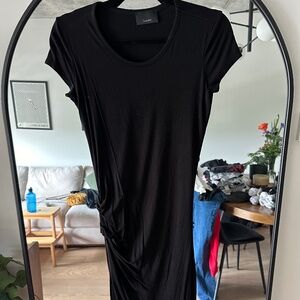 Short sleeve black midi dress